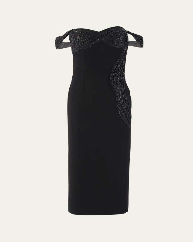 Sequin Wave-Sculpted Midi Dress